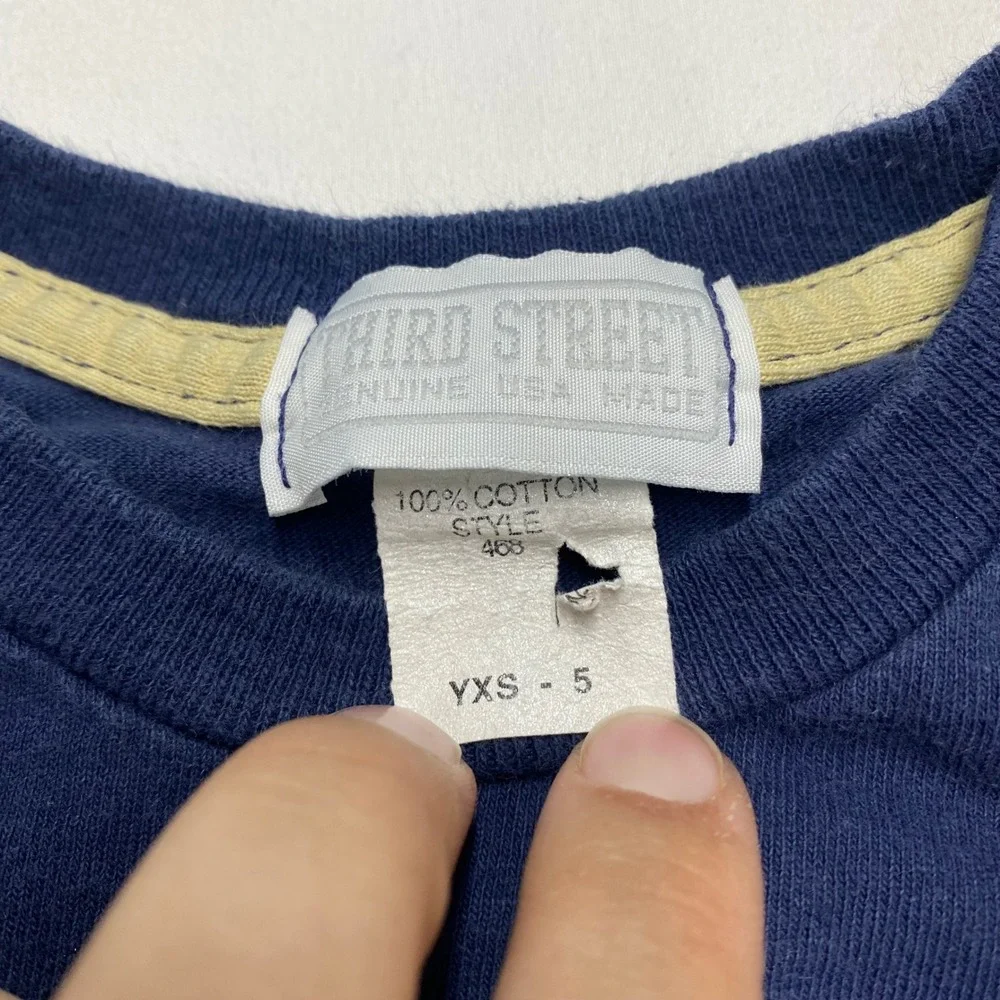 Third Street Pitt Panthers Long Sleeve T-Shirt Youth YXS 5 Gray Navy Blue USA